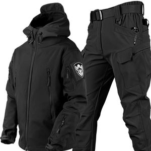 Men's Tactical Military Uniform Jacket Set Shark Skinsoft Shell Waterproof Windproof Fleece Coat Autumn Winter Army Clothes Suit