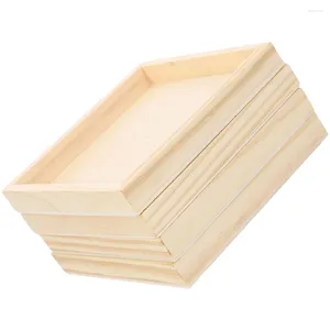 Decorative Figurines 4 Pcs Toy Wood Blocks Toys Holder Serving Storage Tray Square Sorting Trays For 3d Puzzle