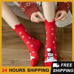 Women Socks Christmas Stocking Not Easily Fading Trendy And Fashionable Big Red Warm Medium Length Comfortable To Wear