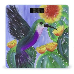 Pintura Hummingbird Display LCD Digital Balança Balança de peso de vidro temperado corporal para academia em casa