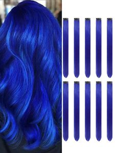 10pcs 20-дюймовые наращивание волос на Хэллоуин, многоцветная вечеринка подчеркивает синтетические наращивания волос в стиле клипа