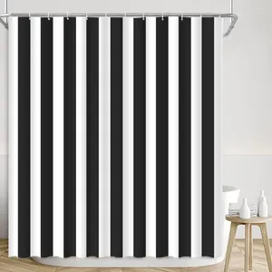 Cortinas de chuveiro moderna cortina geométrica listrada colorida minimalista criativa impressa tecido de poliéster conjunto de decoração de banheiro