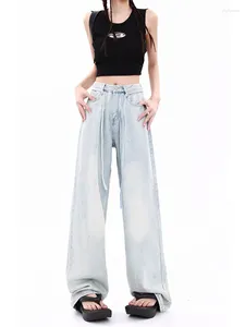 Women's Jeans WCFCX STUDIO Vintage Fashion Washed Street Casual Wide Leg Denim Pants Loose Wome Versatile Trousers