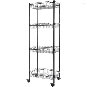 Kitchen Storage 4-Tier Metal Wire Shelving Rack With Baskets Adjustable Corner Shelf Organizer For Laundry Bathroom Pantry