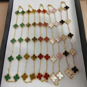 Designer Brand Van High Edition Lucky Four Leaf Grass Ten Flower Necklace Fritillaria Agate Red Chalcedony Jewelry Chain
