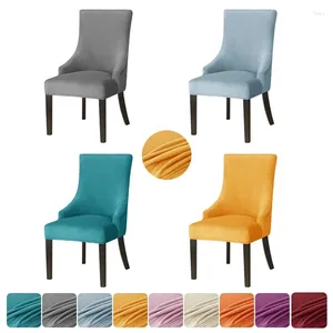 Chair Covers Velvet Stretch ArmChair Cover Soild Color Washable Dining Office High Back Sloping Wingback Slipcovers Home