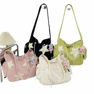Women Star Pattern Corduroy Crossbody Bag Casual Tote Lady Simple Capacity Shoulder Bag Girl Travel School Bookbag Handväska J9PX#