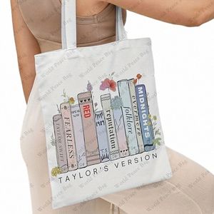 Vintage Books Taylor's Versi Print Canvas Bag, Lightweight Shoulder Bag, Portable Handbag for Work T5VL#