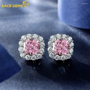 Серьги-гвоздики SACE GEMS, стерлинговое серебро 925 пробы, 7,7 мм, розовый, желтый, высокоуглеродистый бриллиант для женщин, сверкающие свадебные ювелирные изделия, подарок