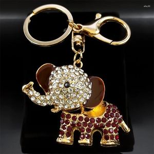 Keychains Cute Animal Elephant Alloy Keychain For Women Men Rhinestone Metal Gold Color Pendant Key Ring Female Gift Jewelry K5312S01