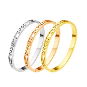 2024 Goldarmband Neuer grenzüberschreitender Schmuck Live Source Kreatives Hohlarmband Edelstahl Sechs-Diamant-Armband mit römischer Schnalle Schmuckdesigner für Frauen