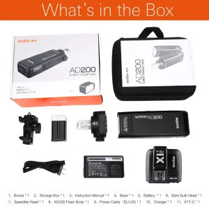 Godox AD200 200Ws TTL 2.4G HSS 1/8000s Pocket Outdoor Flash Light Double Head with 2900mAh Lithium Battery Flashlight Flash