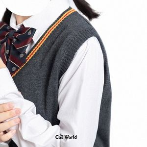 xs-xxl Spring Autumn Men's Women's Sleevel Stripes Knit Vests Pullovers V Neck Sweaters For JK School Uniform Student Clothes g4On#