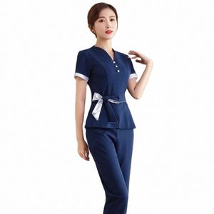 Roupas de trabalho da esteticista Sal Health Care Center das mulheres Uniforme de trabalho Hotel Garçons Uniforme Roupas Hairdrer a5q1 #