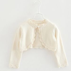 Criança menina bowknot bolero wedding birthday festas jaqueta malha de crochê cardigan casaco crianças capa roupas garotas knit cardigan