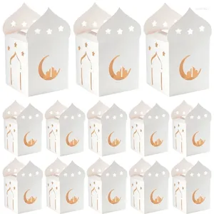 Gift Wrap 50PCS Eid Mubarak Candy Boxes Hollow Star Moon Cookie Packaging Box Ramadan Islamic Muslim Decoration Supplies Durable