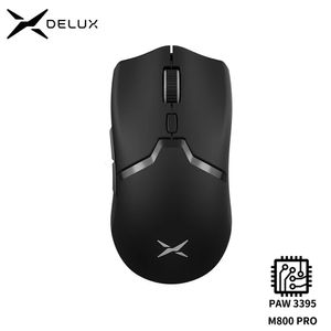 Delux M800 Pro PAW3395 Kablosuz Oyun Fare Bluetooth Trimod Bağlantısı 26000dpi Huano Pembe Anahtarlar PC Gamer 240401 için Makro Fareler