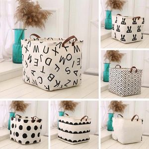 Storage Bags Cotton Linen Dirty Laundry Basket Foldable Square Waterproof Bucket Toy Household Quilt Bag