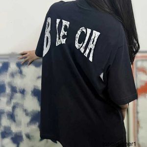 Designer de alta versão verão marca moderna Paris B família solta e confortável algodão puro manga curta camiseta para casais versão coreana minimalista Tee LTIQ