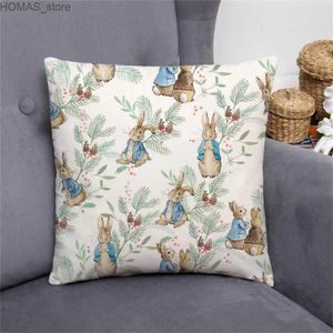 Pillow P-Peter Rabbits Ornamental s for Living Room Cushions Cover 45*45 case 40*40 Lounge Chairs Sofa Cushion Short Plush Y240401