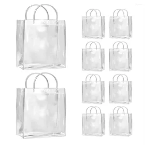 Storage Bottles 10Pcs Transparent Gift Bags With Handles Waterproof PVC Shopping For Jewelry Candy Perfume Christmas Wedding