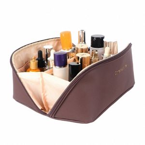Ny stil pu läder makeup väska stor kapacitet rese bärbar w väska fi kosmetik lagringspåsar y14r#