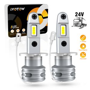 IVOTOW 2PCS H3 Bulbo de farol de LED sem ventilador de feixe alto 6000k Carro amarelo de nevoeiro LED de névoa Lâmpada de acionamento DRL 12V 24V Mini Design