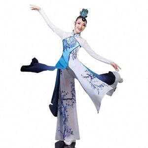 Traditial Chinese Vintage Hanfu Women FR Print Qipao Dr Ancient Folk Dance Streetwear Stage Performance Dr T0WB#