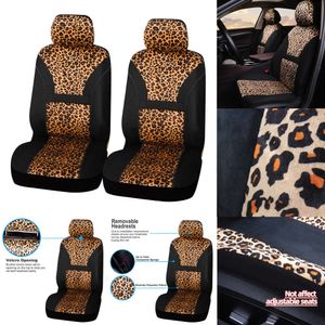 アップグレードAutoyouth Car Covers -Leopard Pattern Integrated Auto Cover Hot Sale Flannel Fabric 2ピースフロントドライバーシート