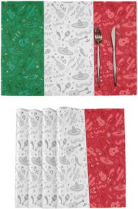 Настольные коврики с флагом Мексики, набор из 4 ковриков с принтом 12x18 дюймов для столовой, кухни, сезонного праздничного декора, моющийся на открытом воздухе