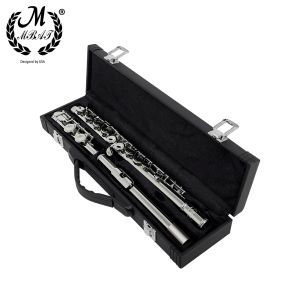 M MBAT 16 Holes Flute C Tone Closed Hole Silver Plated Cupronickel Flute Woodwind Instrument With Leather Case Cleaning Cloth