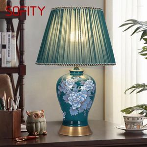 Lâmpadas de mesa Sofity moderna lâmpada LED criativo toque regulável azul cerâmica mesa luz para casa sala de estar decoração do quarto