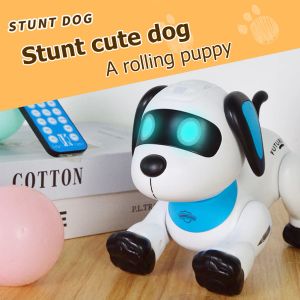 Inteligentne zdalne programowanie kontroli głosu Stunt Robot Dog Toy Voice Control programowalny dotykowy taniec muzyki tańczący biały