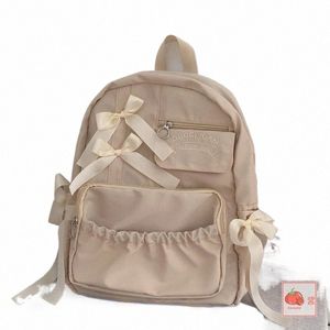lovely Bowknot All-match Backpack Forwomen Casual Japanese Style Lolita Zipper Soft Handle School Backpack for College Students 624B#
