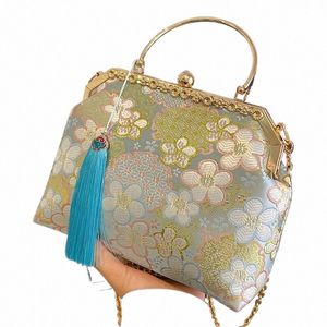2023 Vintage Women Chain Tassel Shell Clip Lock Bags Evening Clutch Lady Fr Chain Menger Bags Retro Simplicity Handbags F8Kl#