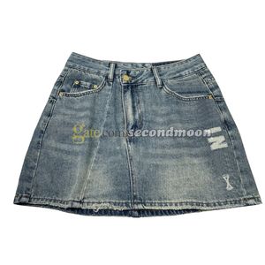 Kvinnor monterade denim kjol som gnistrar rhinestone kjolar sommarfest sexig kjol designer bokstäver kjolar