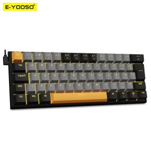 E-YOOSO Z11 USB 60% Mini Mechanical Gaming Wired Keyboard Red Switch 61 Keys Gamer for Computer PC Laptop Löstagbar kabel