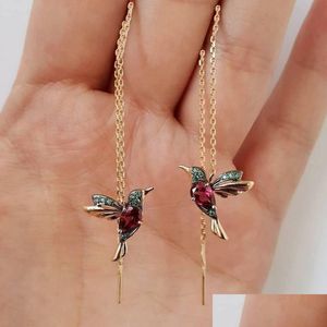 Dangle & Chandelier Cute Bird Long Tassel Earrings Crystal Pendant Small Gift Jewelry For Women Earring Drop Delivery Dhndz