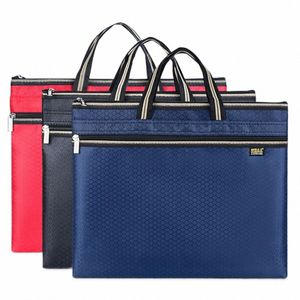 waterproof Briefcase Canvas Portable A4 Document Bags Men's Meeting File Organize Package Busin Storage Handbags Z72Y#