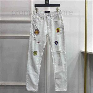 Mäns jeans designer lyxfjäder/sommar elegant europeisk high end modemärke tungt hantverk tvättade varor elastiska smala passformar liten ben 38 9a27
