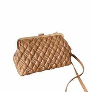 luxury Women Brand PU Leather Plaid Quilted Crossbody Bag Retro Lock Large Shell Menger Bag X0n7#