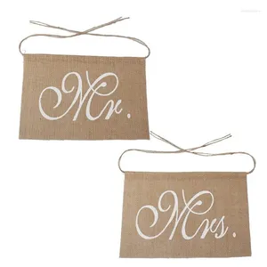 パーティーの装飾JHD-MR Mrs Burlap Chair Banner Set Sign Garland Rustic WeddingPOバックグラウンドバックドロップ