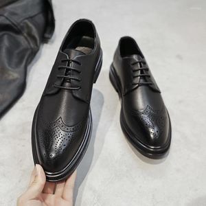 Классические туфли, мужские классические броги, костюм дерби из искусственной кожи, черный деловой костюм для джентльменов B183