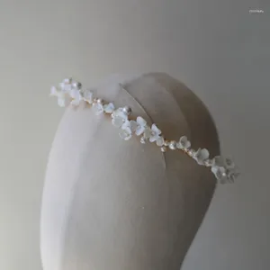 Hair Clips Floralbride Handmade Luxury Rhinestones Freshwater Pearls Clay Flower Bridal Tiara Wedding Bridesmaids Crown Women Jewelry