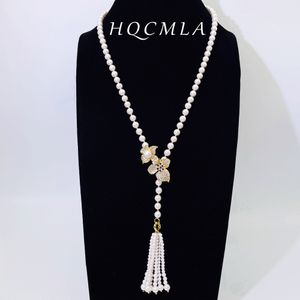 Collana multi-usura intarsiata con zirconi di lusso leggero con nappa Fiore Designer francese Collana di perle d'acqua dolce naturali Collana con ciondoli da donna Gioielli per ragazza Moda Dolce regalo