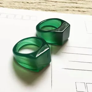 Cluster Rings Natural Real Green Jade Ring Handmade Sculpture Spanner Simple Men Party Wedding Jewelry For Man Gift