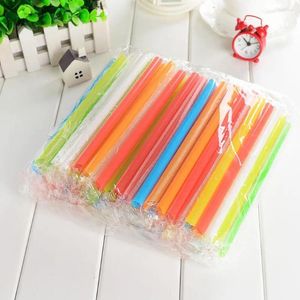 Disposable Cups Straws 200pcs 210x11mm Big Milkshake Smoothie Beverage Thick Straw For Boba Tea Bar Accessories