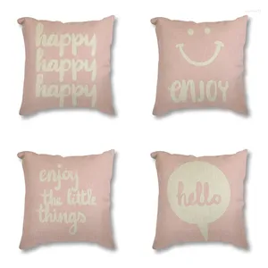 Kudde rosa tecknad rolig tryckt linne bomullsäte täcker minimalistisk dekorativ kuddkudde kast fodral soffa dekor