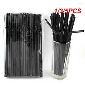 Disposable Cups Straws 1/3/5PCS Black Wedding Birthday Party Cocktail Plastic Straw For Drinking Dining Kitchen Bar Beverage Supplies
