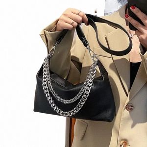 FI Women Crossboy Bag Pu Leather Chain Menger Påsar Kvinnlig axelhandväska Mångsidig solid koreanska stilväskor U5JG#